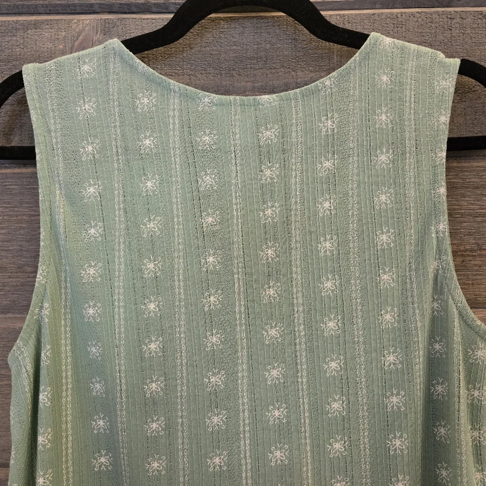 LUCKY BRAND Green & White Floral Printed Sleeveless Top - Size Medium - Picture 9 of 9